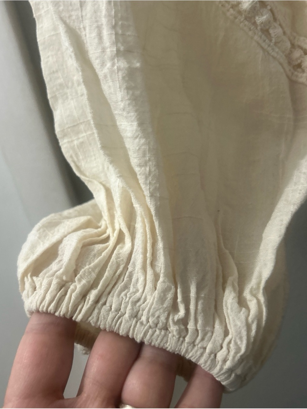 Max Studio Ladies Creme Cotton Blend Lantern Sleeve Size Small Boho Cottagecore - Picture 2 of 7